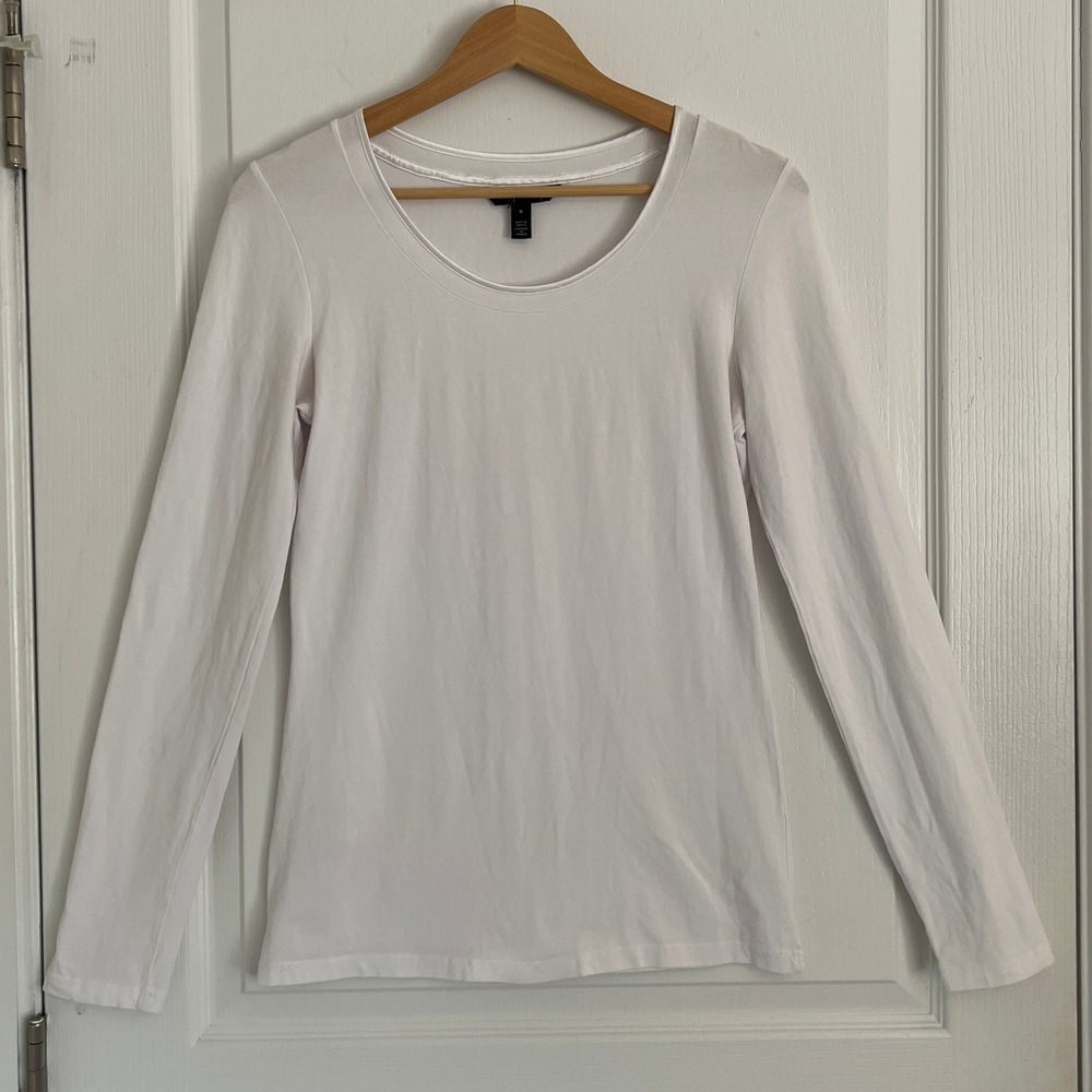 Long Tall Sally NWOT Top Womens White Long Sleeve Cotton Basic Lagenlook Small